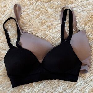 Kindred Bravely Black and mauve clip down nursing and pumping bra set